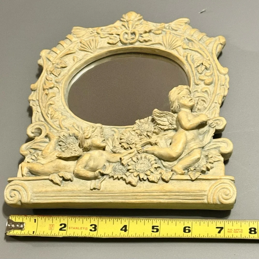 Wang's International Vanity Mirror Renaissance Angel Cherub Ivory 7.5 in Vintage